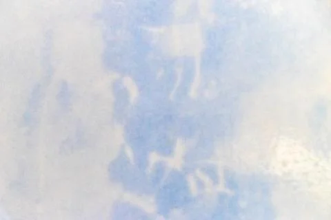 Abstract blue bathroom tile pattern with white cream decorative elements. 스톡 사진