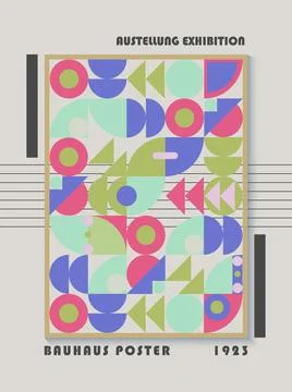 Abstract blue bauhaus poster background design Stock Illustration