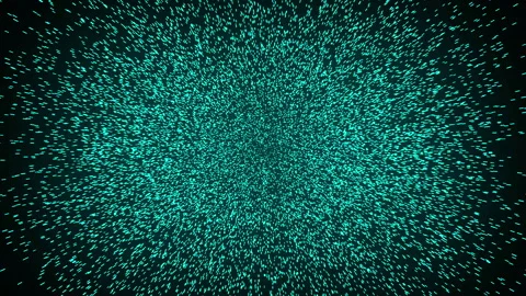 An abstract blue binary code background features a textured liquid surface Video stock 332159071