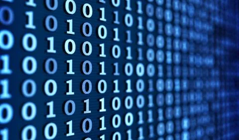 Abstract Blue binary code background. 3d illustration Stock Illustration