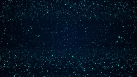 Abstract Blue Binary Code Data Space with Floating Digital Numbers Stock-Footage 335809123