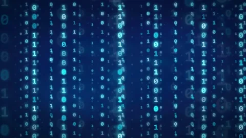 Abstract blue binary code data stream scrolling vertically for technology and Stock Footage 336778357