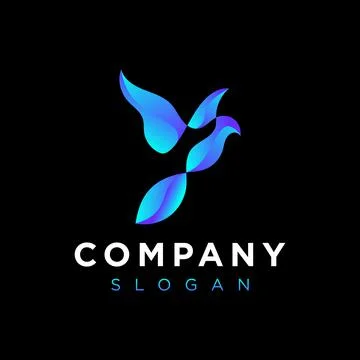 Abstract blue bird simple logo design Stock Illustration