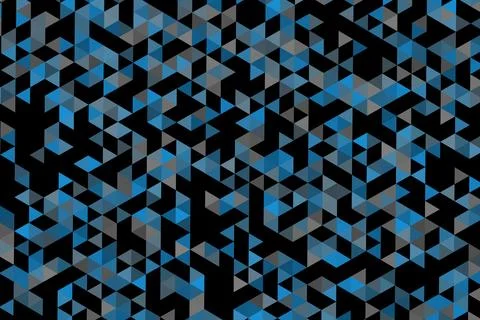 Abstract blue black geometric pattern with cubes and lines Stock Illustration