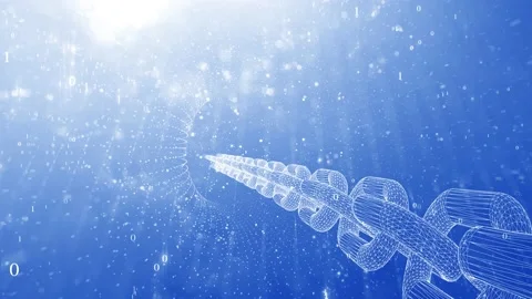 Abstract blue blockchain chain animation 動画素材 142030121