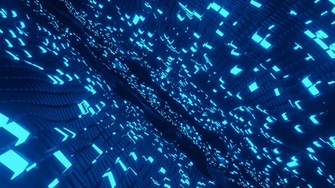 Abstract blue blog light pattern wave on black technology futuristic animation Stock Footage 124937870