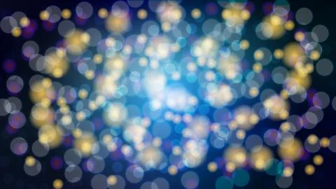 Abstract blue blurred background with bokeh effect. Magical bright festive mu Stock Illustration