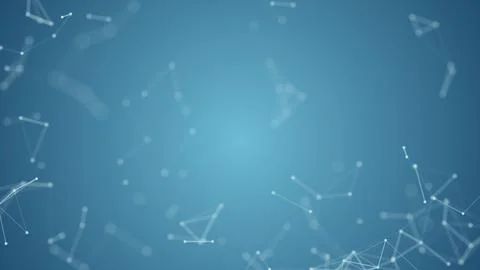 Abstract blue blurred geometry wireframe network and connecting dot in spac.. Stock Illustration