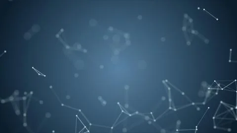 Abstract blue blurred geometry wireframe network and connecting dot in spac.. Stock Illustration