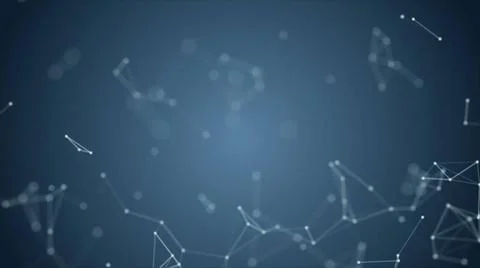 Abstract blue blurred geometry wireframe network and connecting dot in spa... Stockfoto's