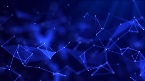 Abstract blue blurred plexus neon background , bacteria from the depths. Ne.. Stock Illustration