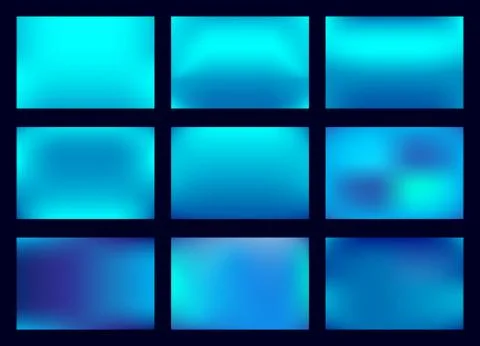Abstract blue blurry background set. Blurred turquoise water backdrop. Vector Stock Illustration