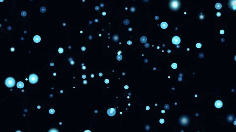 Abstract blue bokeh background with glowing light particles floating on a d.. Видео 339062206