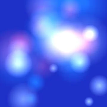 Abstract Blue Bokeh Background with Soft Glowing Light Orbs and Lens Flare Stock Illustration