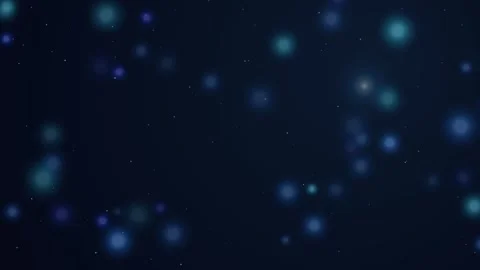 Abstract blue bokeh particles floating across dark starry space background .. Stock Footage 341684607