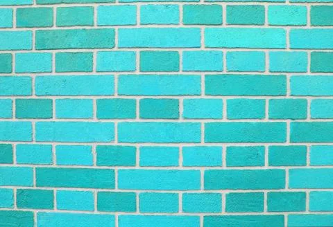 Abstract blue brick wall texture depicting in paint colors on an old brick wall Stock Photos