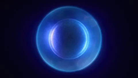 Abstract blue bright glowing background with a sphere core atom energy burnin Stock Illustration