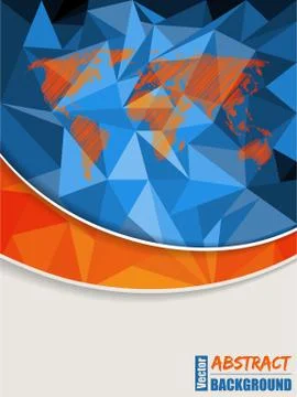 Abstract blue brochure with scribbled world map Stock Illustration