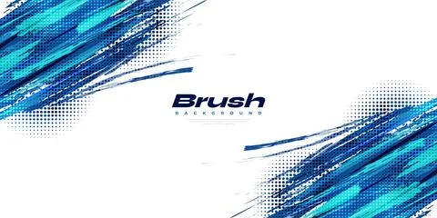 Abstract Blue Brush Background with Halftone Effect Illustrazione stock