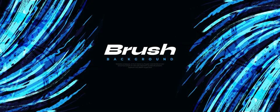 Abstract Blue Brush Background with Halftone Style Illustrazione stock
