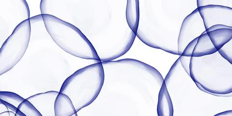 Abstract blue bubble fluid painted background. Alcohol ink or watercolor art Stock Illustration