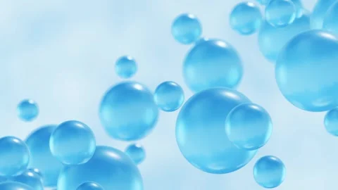 Abstract Blue Bubbles Floating in Light Stock Footage 277387085