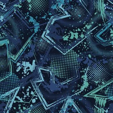 Abstract blue camo pattern with smudges of paint Stock Illustration