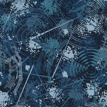 Abstract blue camo pattern with splattered paint Illustrazione stock