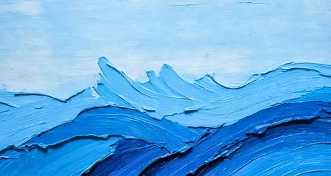 Abstract blue canvas close-up, dynamic blue ocean sea waves pattern, textured Stock Photos