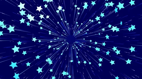 Abstract blue Central Core with Flying blue and White Stars and Speed Lines.. Video stock 346682362