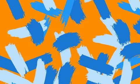 Abstract blue chaotic shape on orange background. Illustrazione stock