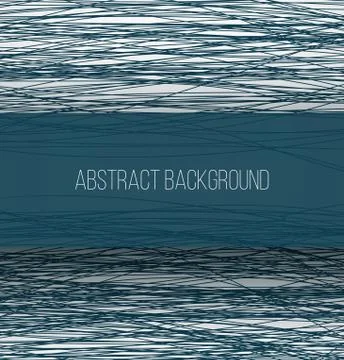 Abstract blue chaotic sketch lines background and rectangle banner with shado Illustrazione stock