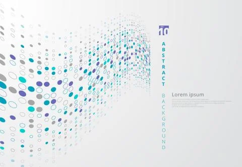 Abstract blue circle border pattern wave perspective background with copy spa Illustrazione stock