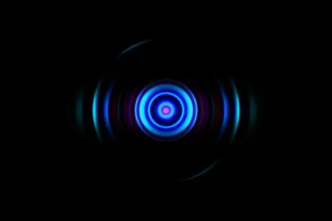 Abstract blue circle effect with sound waves oscillating, technology Stock Illustration