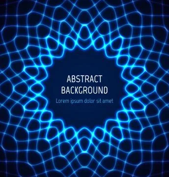 Abstract blue circle neon border background with light effects Stock Illustration