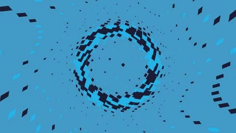 Abstract blue circle pattern with floating square shapes Stock Illustration