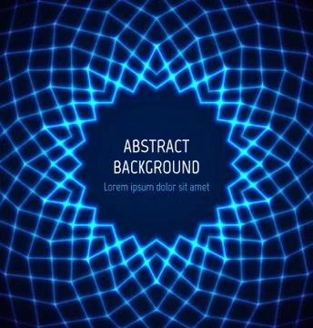 Abstract blue circle polygonal border background with light effects Stock Illustration