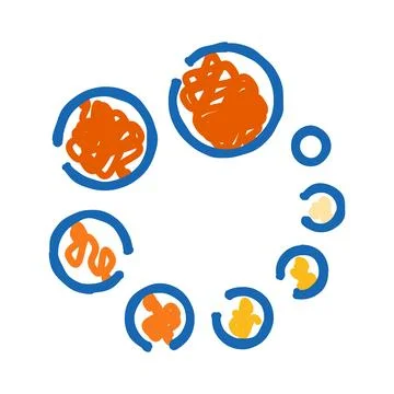 Abstract blue circles with evolving orange forms イラスト素材