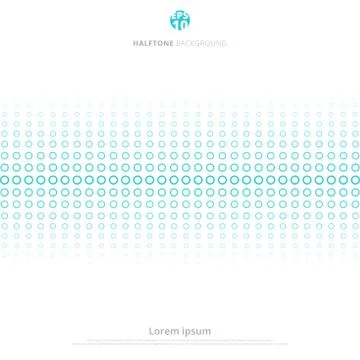 Abstract blue circles halftone. Donuts pattern background with copy space. 스톡 일러스트