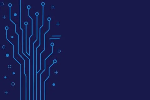 Abstract blue circuit board lines on dark blue background 库存插图