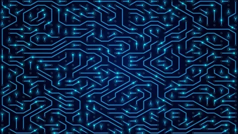 Abstract Blue Circuit Board Pattern: Technology Background Stock Footage 297013333