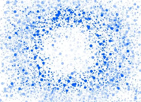 Abstract blue circular frame made of scattered dots and spots, decorative ink Stock Illustration