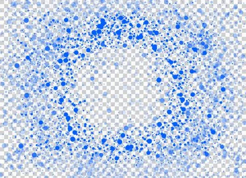 Abstract blue circular frame made of scattered dots and spots, decorative ink Stock Illustration