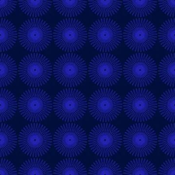 Abstract Blue Circular Line Seamless Pattern Stock Illustration