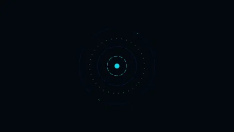 Abstract blue circular neon ring pattern on a deep black background Stock-Footage 339618467