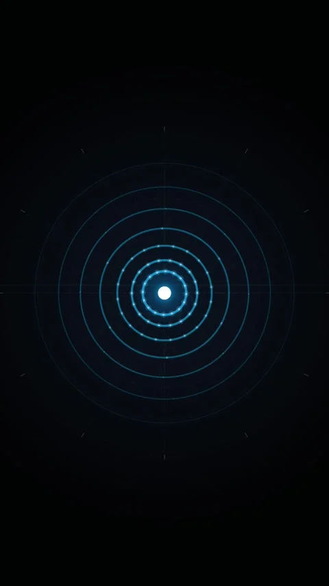 Abstract Blue Circular Pulse Waves on Dark Background - Technology and Scienc Stock Footage 347074311