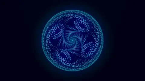 Abstract Blue Circular Waveform Sphere, Futuristic Digital Frequency Patter.. Illustrazione stock