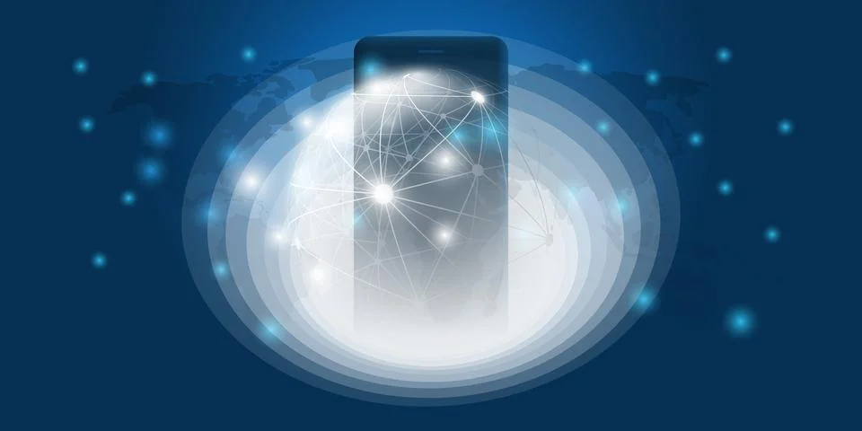 Abstract Blue Cloud Computing, Networks, Mobility, Telecommunications Conce.. Stock Illustration