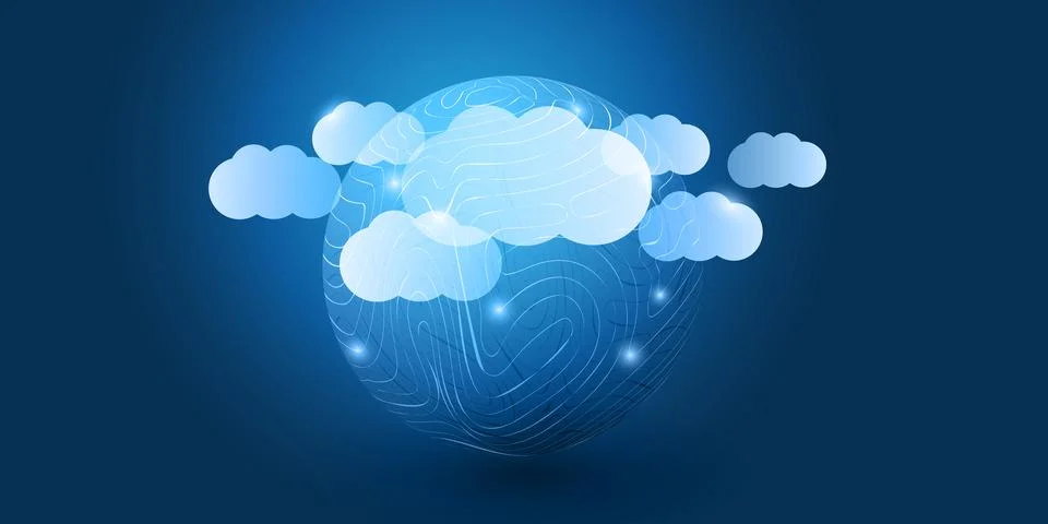 Abstract Blue Cloud Computing, Networks, Telecommunications Concept Design .. 스톡 일러스트
