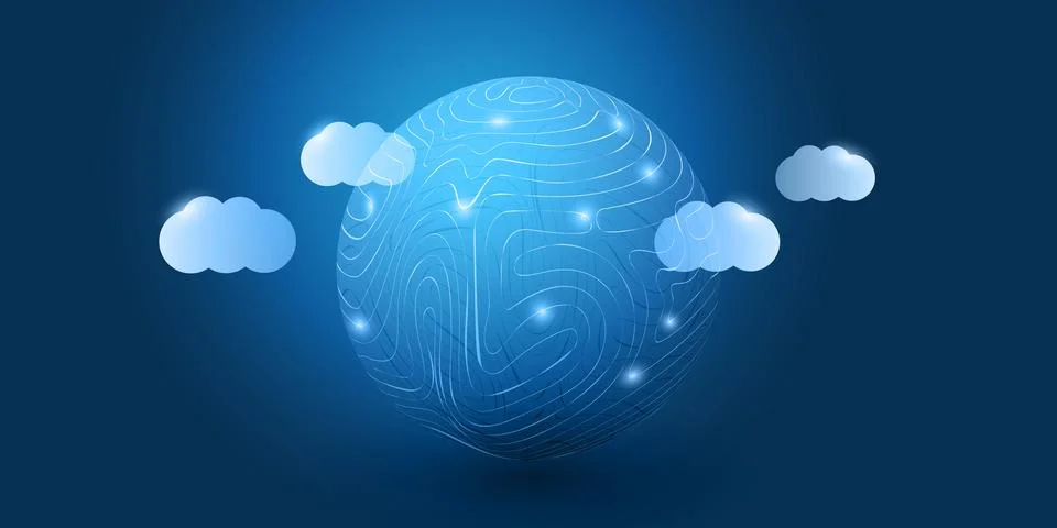 Abstract Blue Cloud Computing, Networks, Telecommunications Concept Design .. Stockillustratie